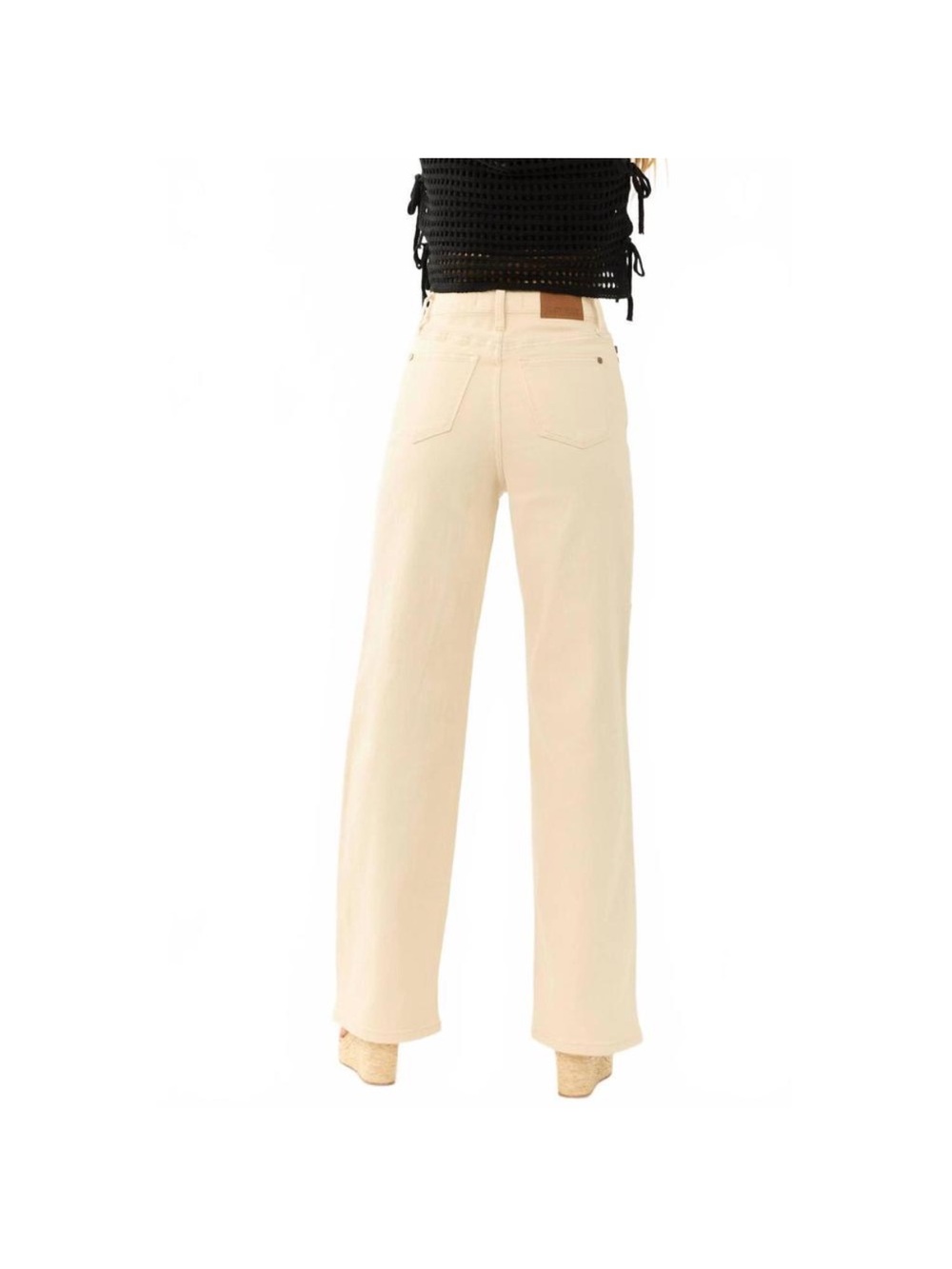 Judy Blue Burlington crochet patch high waisted jeans size 9/29 cream color - Picture 2 of 12